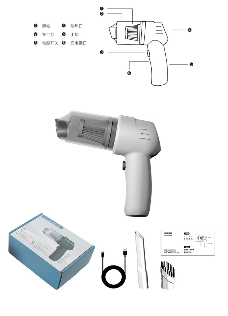 Car Vacuum Cleaner, Small Handheld Car Vacuum Cleaner, Wireless Car Vacuum Cleaner, Portable Vacuum Cleaner