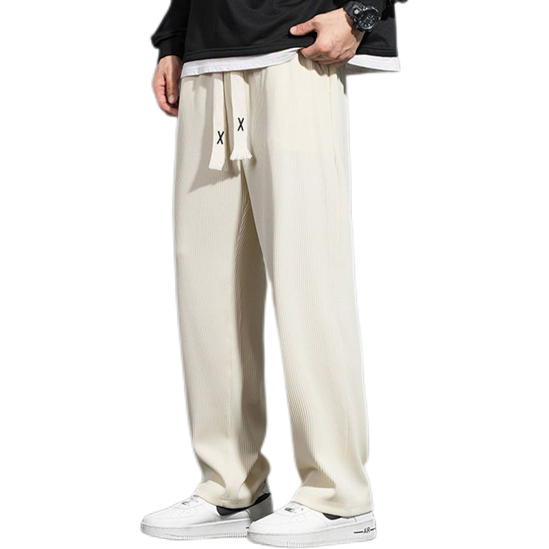 Loose fashion straight men's fashion fashion brand Youth popular trousers casual pants Harajuku spring solid color sports pants