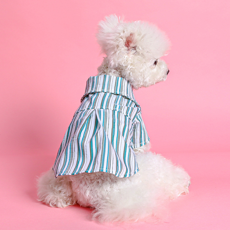 Pet clothes for dogs and cats, clothing and accessories for small and medium-sized puppies, comfortable and casual gold silk stripe pajama shirts
