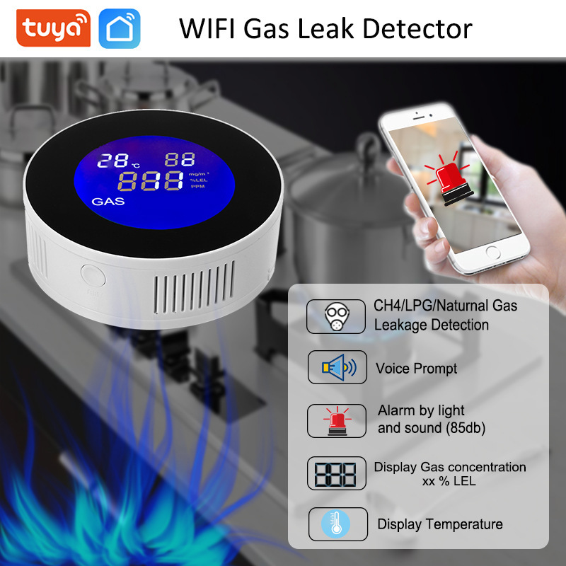 涂鸦智能wifi燃气报警器煤气天然气液化气泄漏探测器APP智能家居
