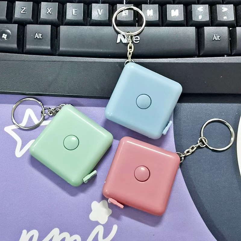 北欧风方形自动伸缩尺1.5米迷你小卷尺便携塑料量衣尺量体三围尺