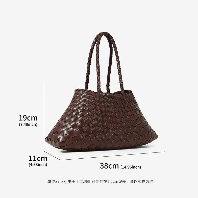 Dragon Woven Bag 2025 French Style Market Basket Cowhide Leather Retro Artistic Versatile Women's Handbag & Crossbody Bag - Thumbnail 4