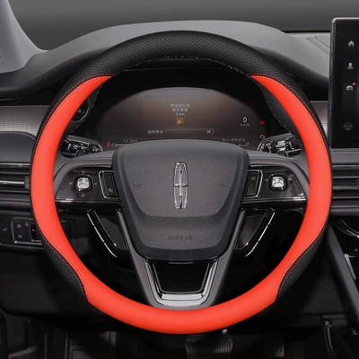 Steering wheel cover, Steering Wheel Cover 23 Lincoln - lincoln-round-type-black-and-red-ultra-thin-model-default