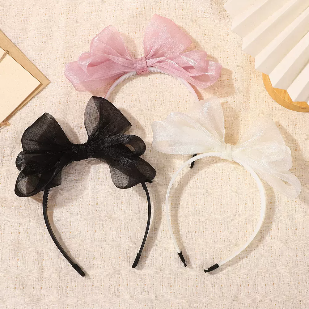 亚马逊爆款儿童雪纺宽蝴蝶结发箍仙气女童蕾丝印花发饰头饰5115