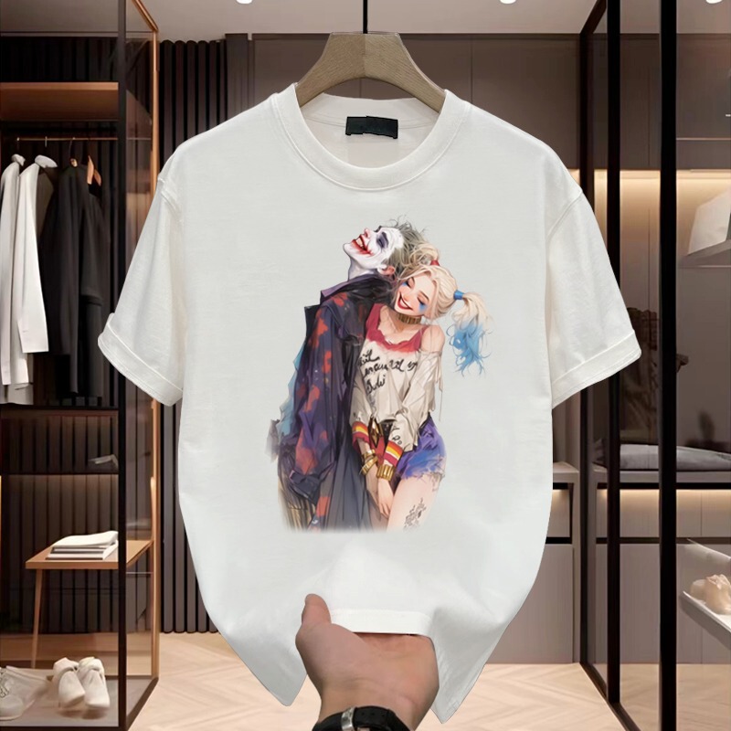2025 New Clown Pure Cotton Couple Wear Summer Short-Sleeved T-Shirt Fashion Printed Stylish Versatile Top T-Shirt Mountain