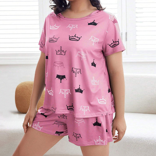 Dedicated thin sleepwear set for women - summer loose T-shirt and shorts, plus-size home clothes set