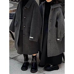 儿童大衣男童毛呢外套秋冬2025新款女大童韩版双面呢子长款风衣厚