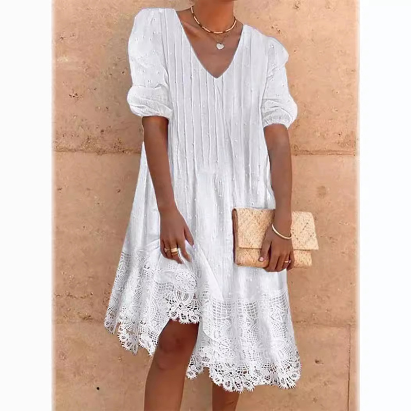 2025 Amazon wish AliExpress ebay European and American ladies lace summer fur ball lace dress 2025 Amazon wish AliExpress ebay European and American ladies lace summer fur ball lace dress