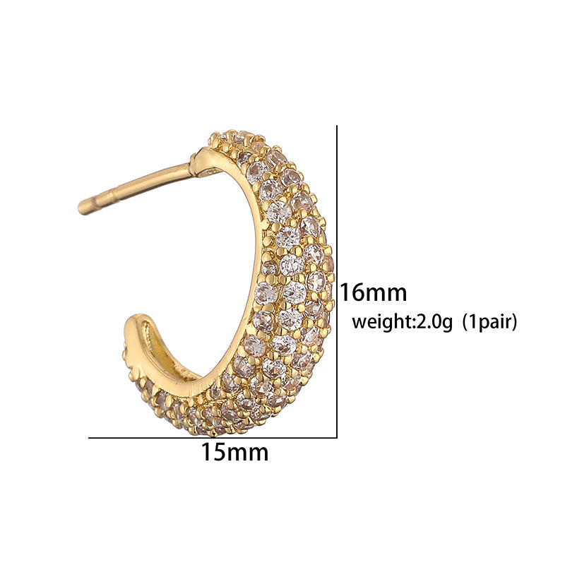 Fashion 1 Pair Of Golden Colored Diamonds Cshaped Goldplated Copper