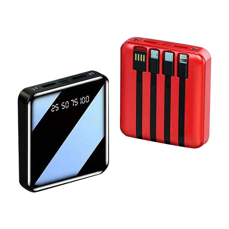 Cuatro líneas de pantalla digital de carga rápida de gran capacidad de diseño poroso compacto portátil de 20000 mAh rojo negro