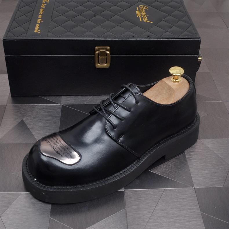 ShoeVault Neue Business-Schnürschuhe für Herren, Derby-Schuhe mit runder Zehenpartie, dicker Sohle und Plateau, die die Körpergröße erhöhen – ideal für Hochzeiten._voghion.com