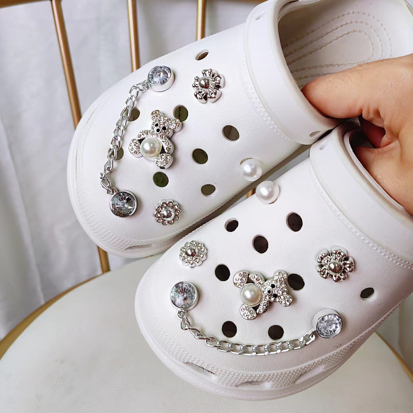 30g Weight Slippers Suitable For Shoe Type Shoe Buckle Shoe Accessories Type 1 Set Quantity Daily Occasion PP Material Bear, Flower Pattern Winter, Summer, Spring Season Women's Gender Bear Flower Shoe Accessories PP Slippers Winter Summer Spring Shoe Buckle 7