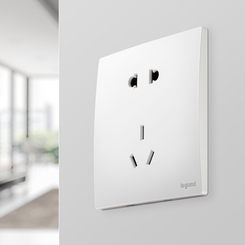 罗格朗未莱陶瓷白开关插座面板未莱白色五孔二三插墙壁家用86型