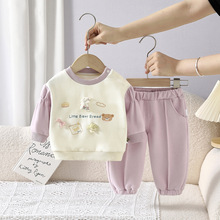 2025新款婴幼儿宝宝套装圆领卫衣两件套女童韩系童装秋季一件代发