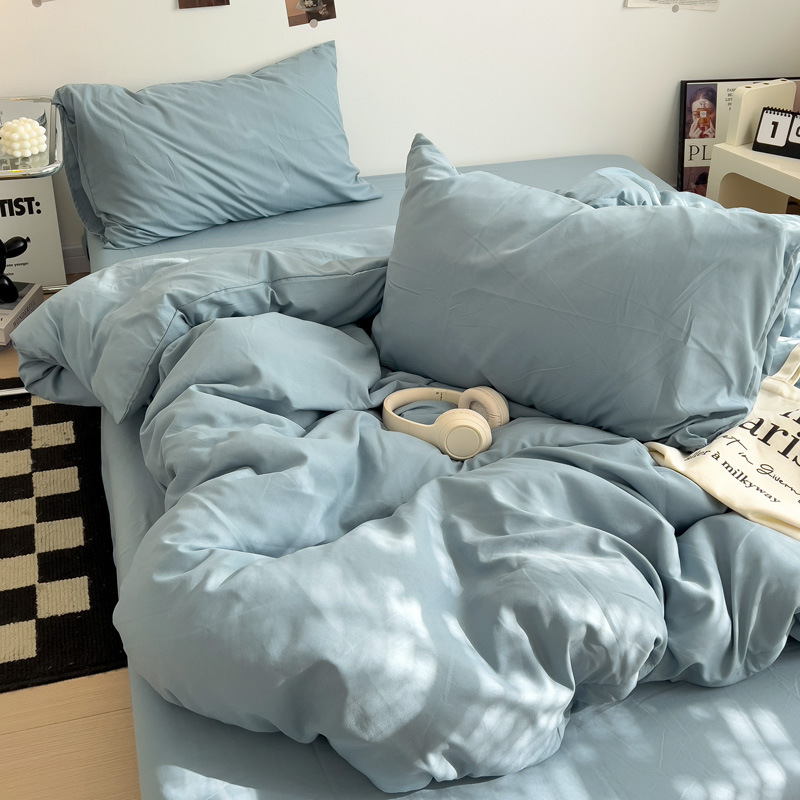 Madre y bebé clase A dormitorio desnudo cuatro piezas de algodón puro algodón colcha cubierta sábanas de cama de dormitorio de estudiantes tres piezas de conjunto
