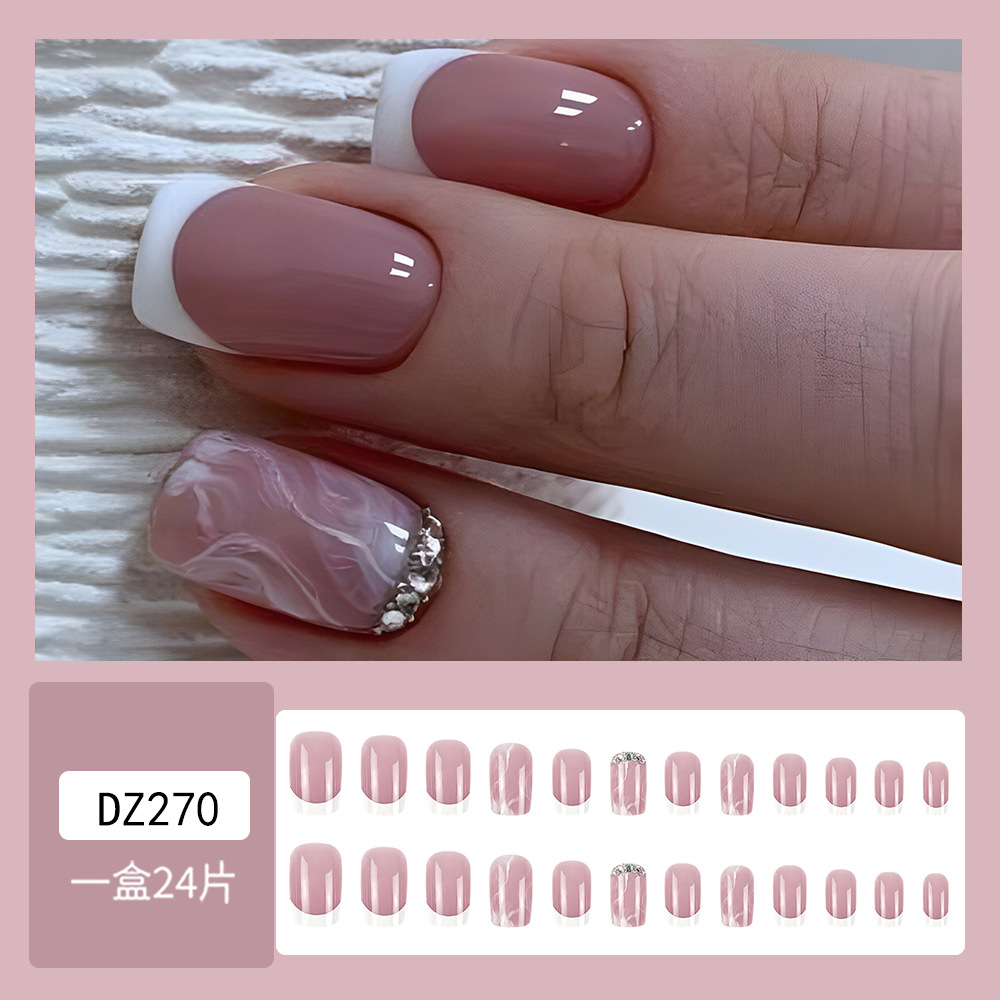 Pinturas de uñas en polvo de plata francesa de estilo ins, uñas de vestir con incrustaciones de diamantes en polvo desnudo puro, fábrica de parches de uñas de todo fósforo al por mayor image 3