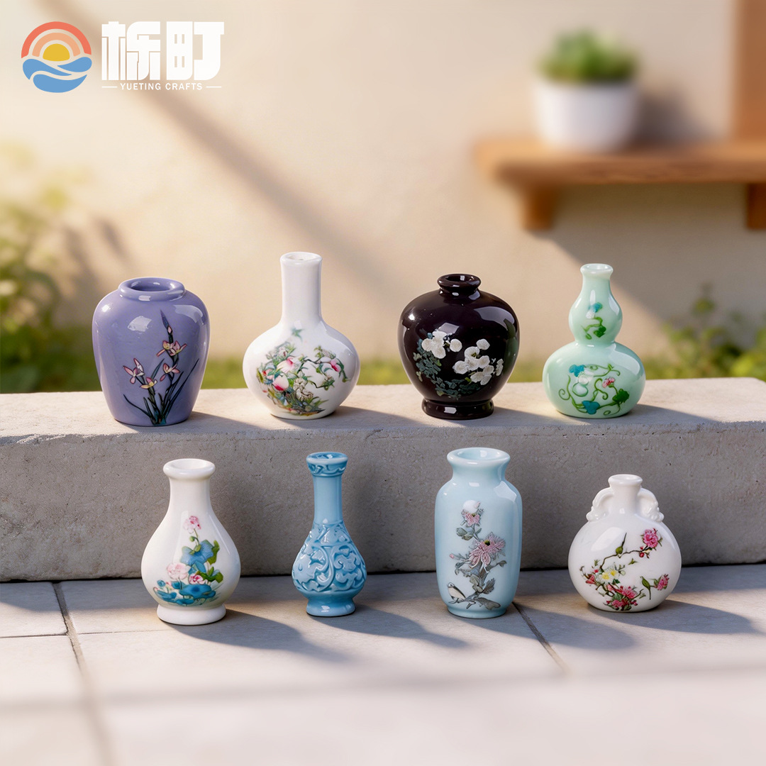 微景观树脂创意仿真花瓶瓷瓶 复古小摆件高级感小众diy装饰品摆件