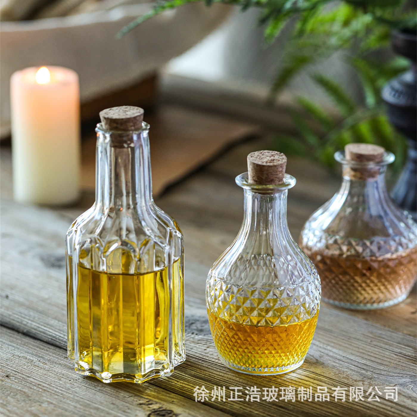 Botella de Vidrio para Bebidas con Tapón de Madera, Transparente, para Vino de Frutas y Cocina image 3