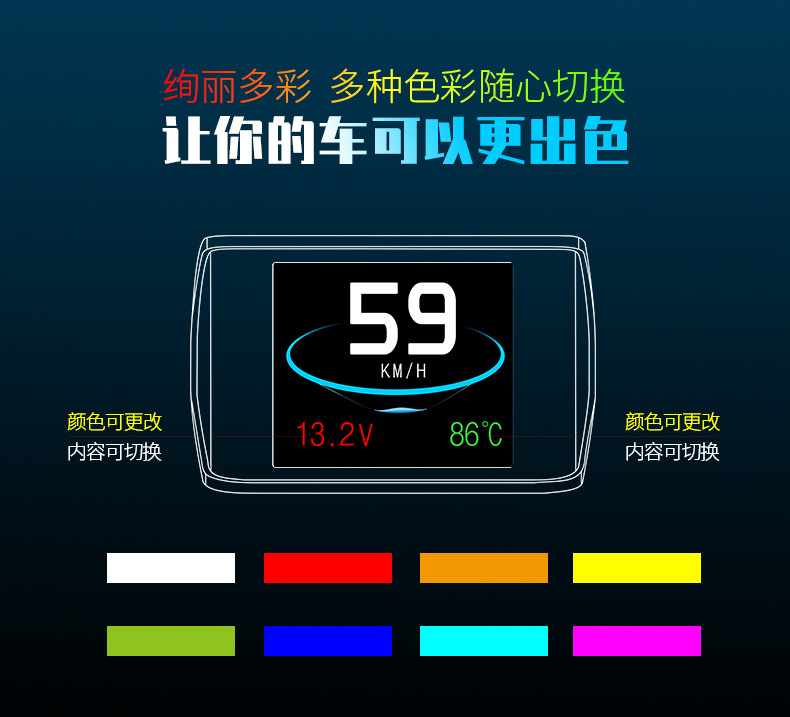 Car Smart Hud Head-Up Display Car High-Definition Obd Portable Lcd Driving Computer Display P10