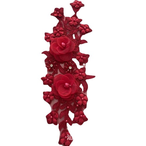 New luxury beaded edge floral diamond lace carbone embroidery matching floral fashion accessories for clothing dress decorations