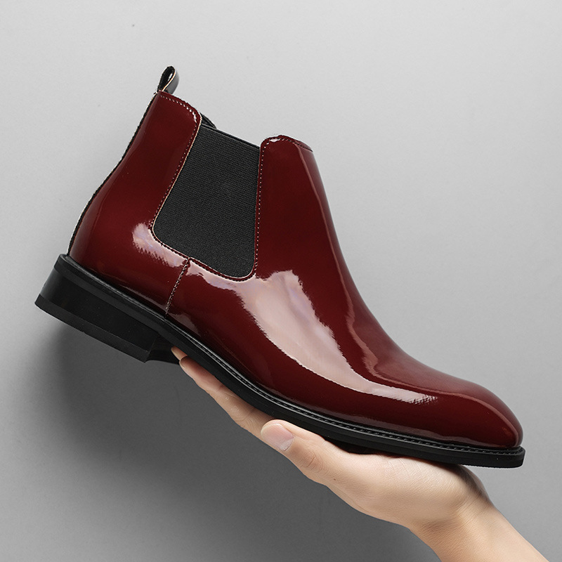 2024 zapatos de hombre transfronterizos botas casuales de cuero de moda para hombres zapatos de cuero de negocios brillante botas de cuero de punta