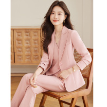 2025秋职业西装三件套装女通勤气质女神范正装杏色小西服马甲春秋