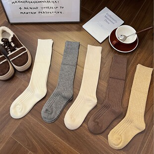 Autumn and Winter Thick Needle fleece-lined Wool Socks Thickened Cashmere Caule Socks Women's High Socks Women's Warm Stockings Stacked Socks