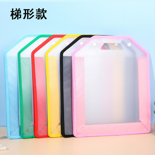 Edged canvas portable storage bag new large capacity transparent frosted snap file bag student tutoring bag wholesale
