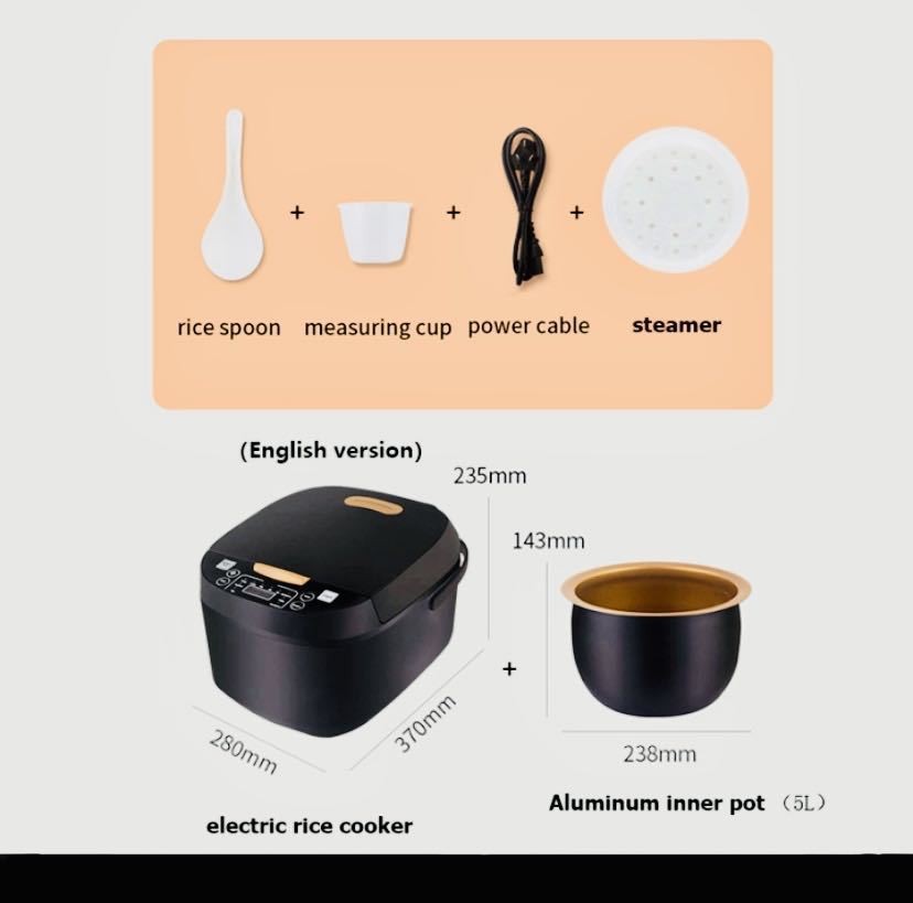 Electric Rice Cooker 5l Large Capacity Smart Multi-functional_voghion.com