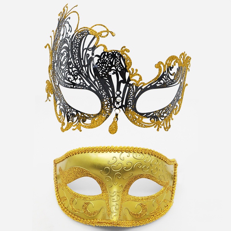 Amazon pop carnaval pareja máscara de baile de maquillaje hombre venecia máscara de halloween mitad cara pintada