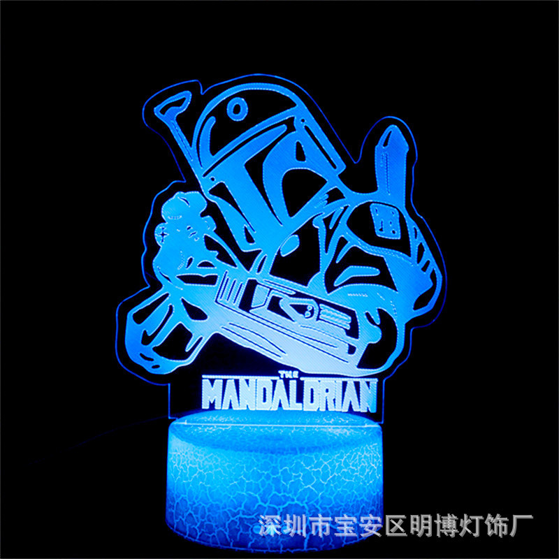 Cross-border explosions Star Wars 3D night light Mandalorian acrylic lamp crack touch remote control led table lamp