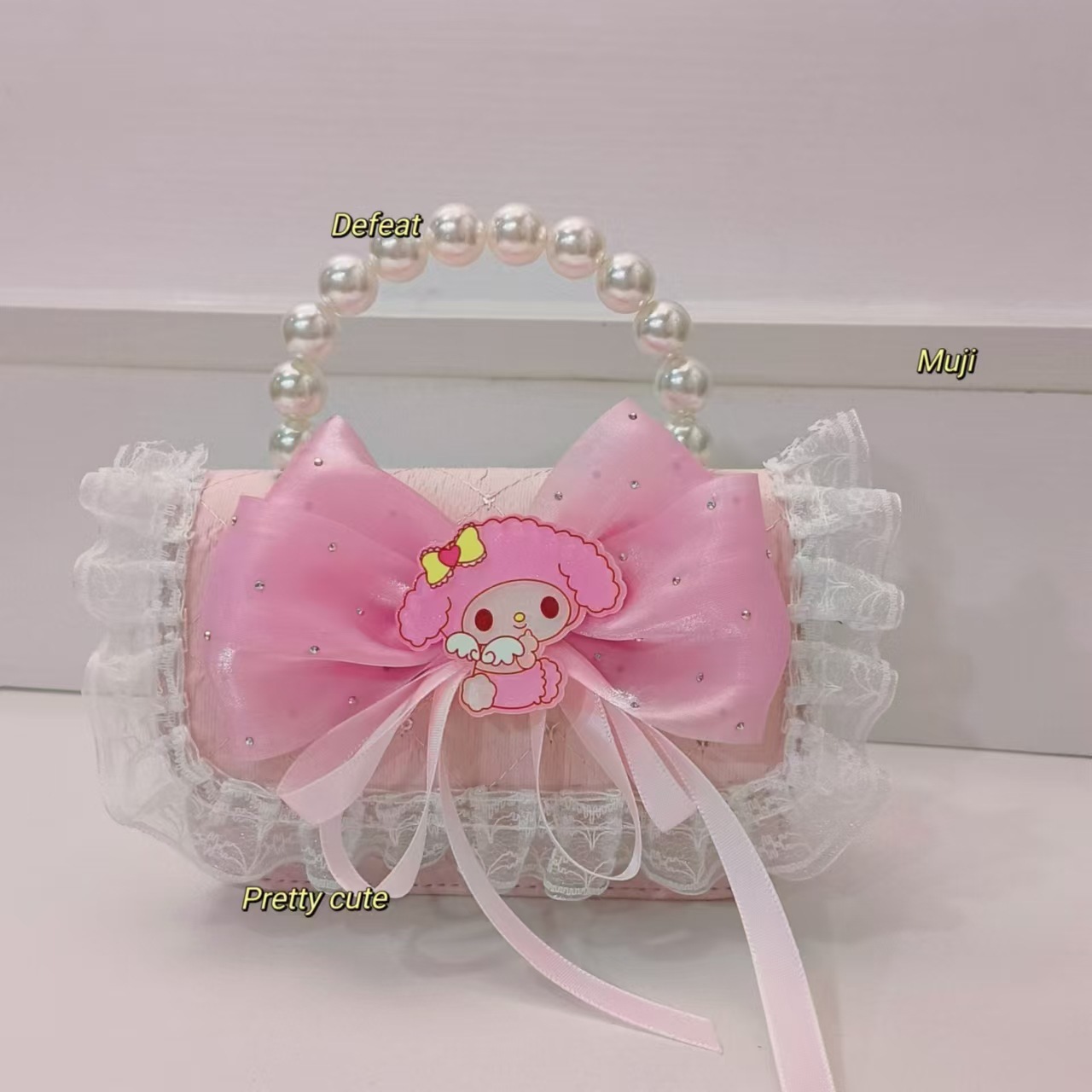 Melody bolso de perlas bolso de mochila accesorios bolso pequeño bolso de cadena bolso de arco encaje bolso de cadena para niños moda
