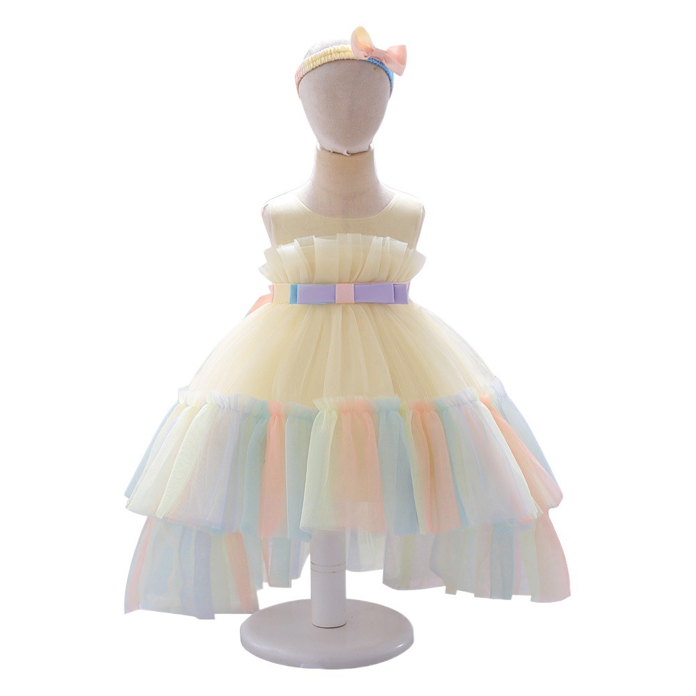 Vestido de niña de Amazon Vestido de princesa Vestido de bebé de un año Vestido de niña de flores Boda de niña Malla de arco Pettiskirt