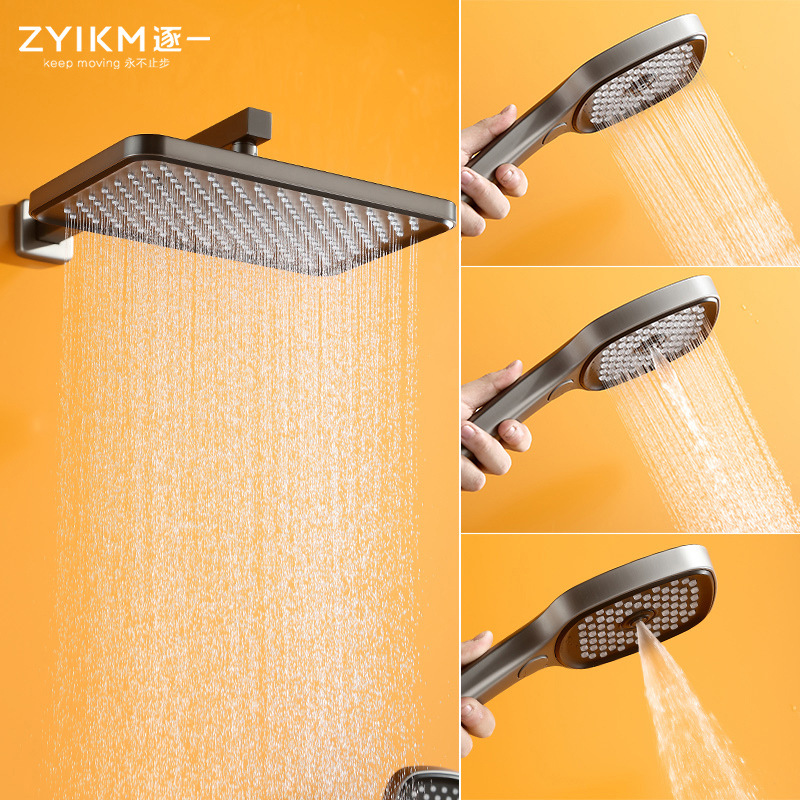 Traje de ducha de pared gris de pistola dividida de cobre transfronterizo oculto ducha de baño presurizado
