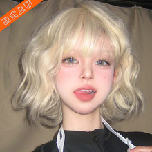 假发女短发金色日常自然蓬松逼真lolita羊毛卷仿真发假发套齐刘海