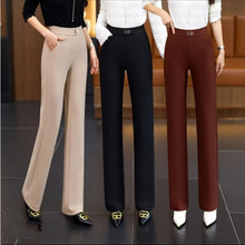 直筒裤女2025春夏季新款高腰显瘦加绒休闲百搭宽松黑色窄版阔腿裤