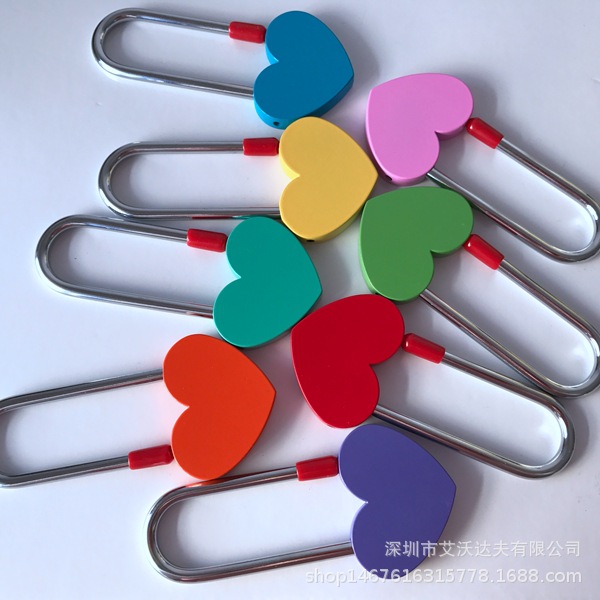 心形锁新款50mm彩色同心锁假锁 婚庆旅游景区五金挂锁 可制定logo