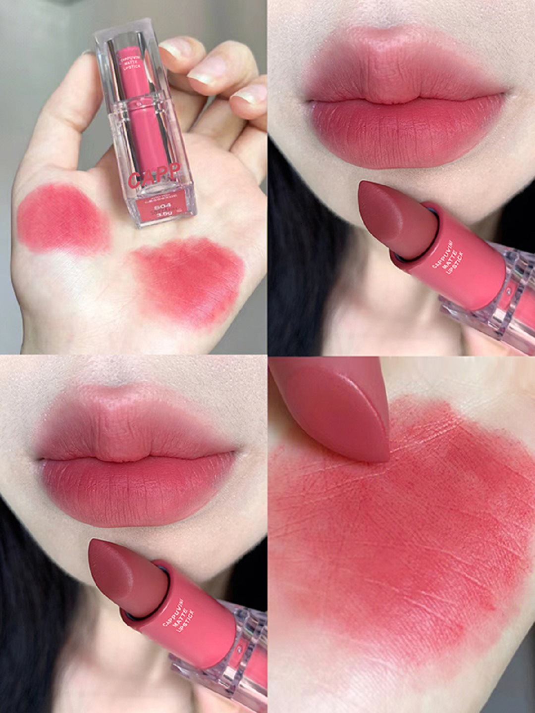 Cappuvini transparent acrylic lipstick matte matte Romantic Lipstick Cinnamon White Peach Oolong Student Whitening undefined