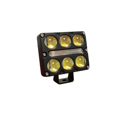 New wide-voltage car, motorcycle, and electric tricycle modification: external high-intensity lens headlights with flashing lights, ultra-bright (Motorcycle headlights, headlights) - black-three-rows-of-spotlights-yellow-and-white-red-and-blue-flashing