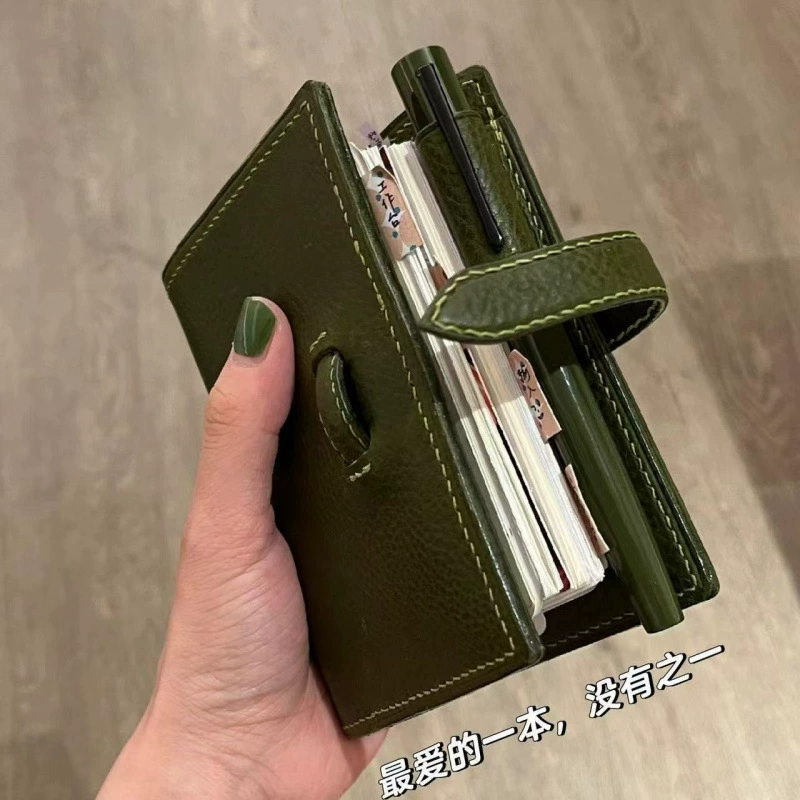 Olive green loose-leaf handbook notepad schedule plan diary small book portable pocket book thickened