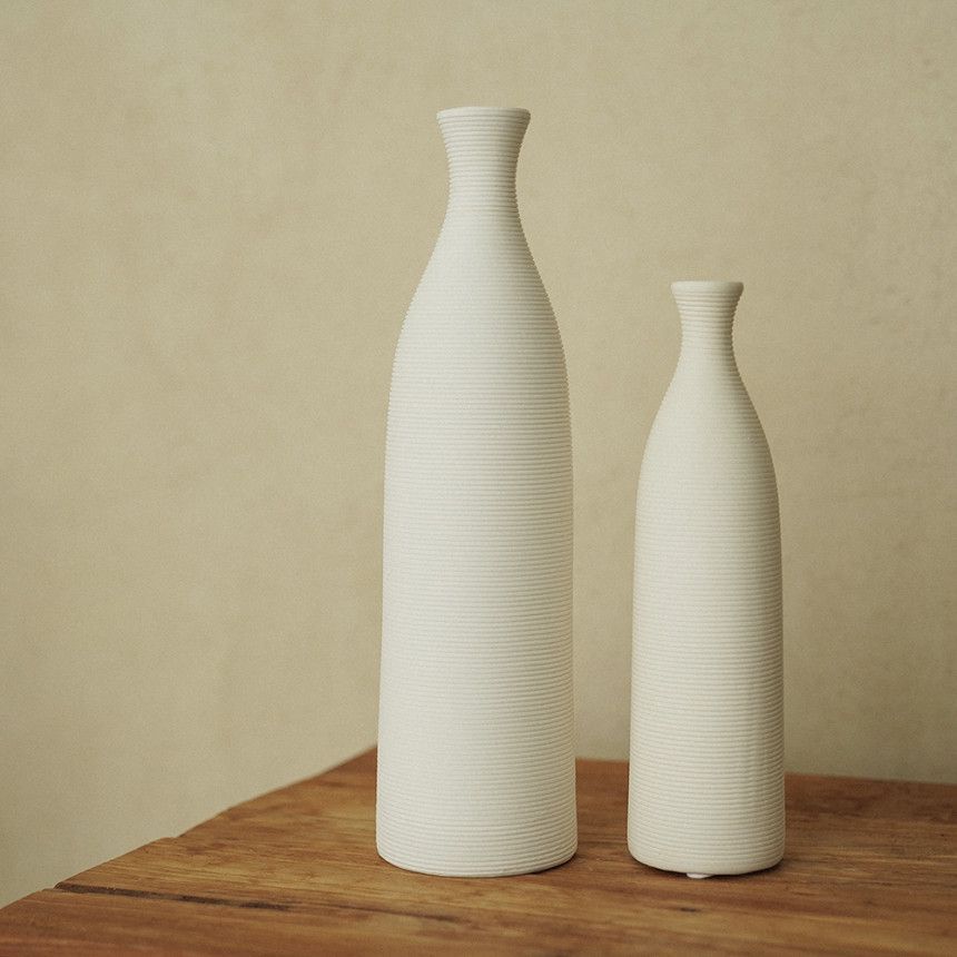 Jarrón retro simple, estilo japonés blanco florero de cerámica de embrión, cama y desayuno decoración de la habitación