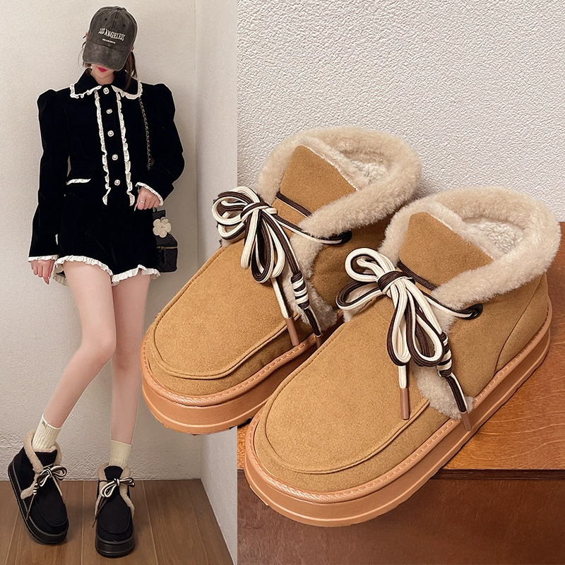 Южные ботинки Wan Snow Boots Женская зимняя сетка Red ins Теплый интерьер EVA Толстая подошва увеличена бархатная толстая хлопчатобумажная обувь