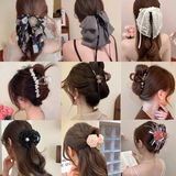 Большая акула с бантиком, инкрустация камня, заколка для волос, заколка-крабик, Южная Корея, изысканный стиль