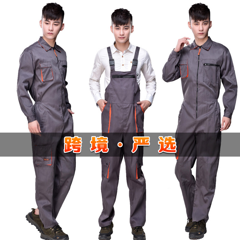 Korean Style Multi-Pocket Tool Work Clothes Suit Auto Repair Work Suit Overalls Gray Overalls Overalls