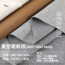 星空呢斜纹人棉氨纶聚酯纤维呢仔料保暖面料 秋冬夹克外套布料