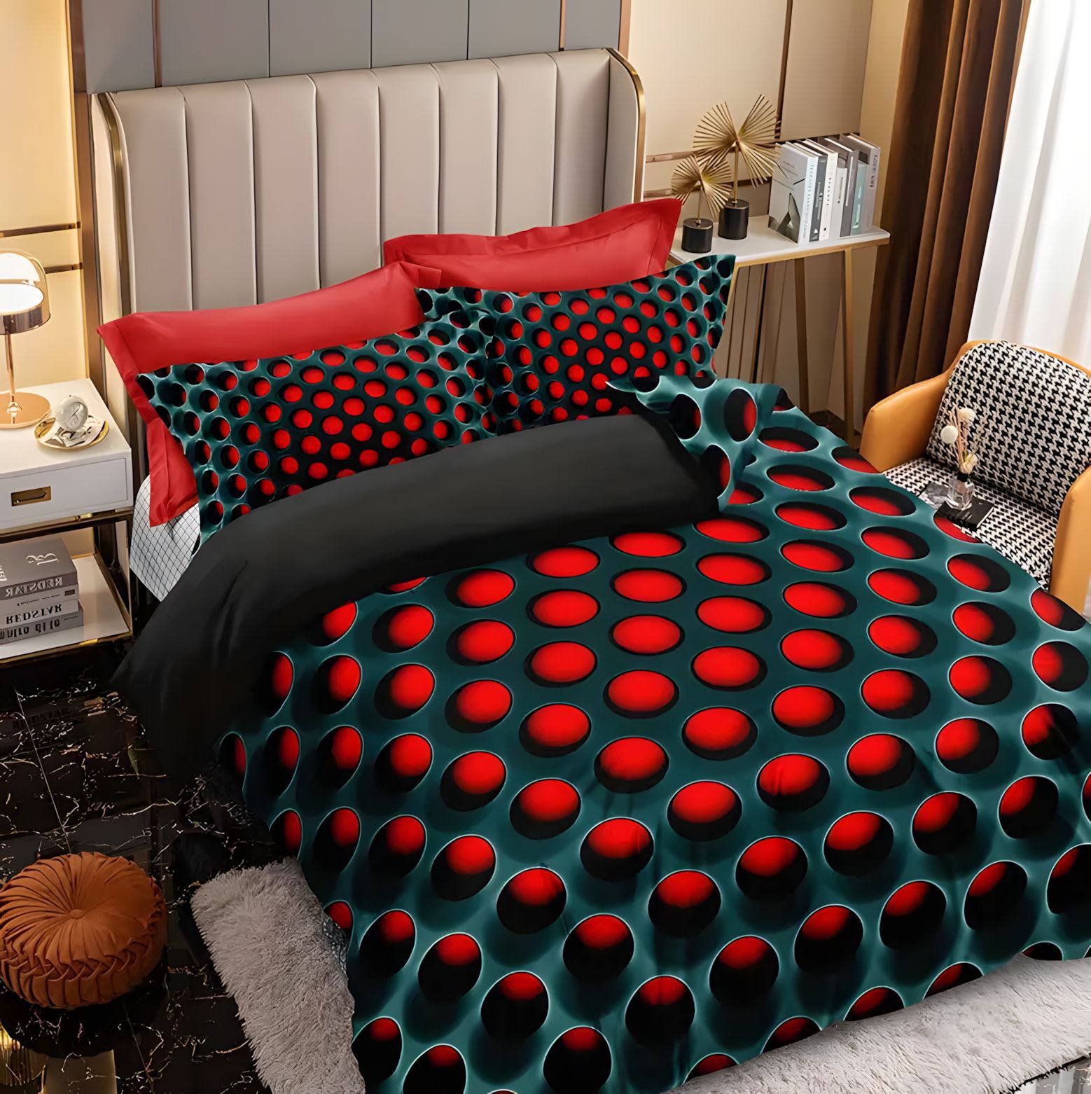 TEMU / JIT transpirable confortable 3D hexagonal panal de abeja impresa digital 3D colcha de cama