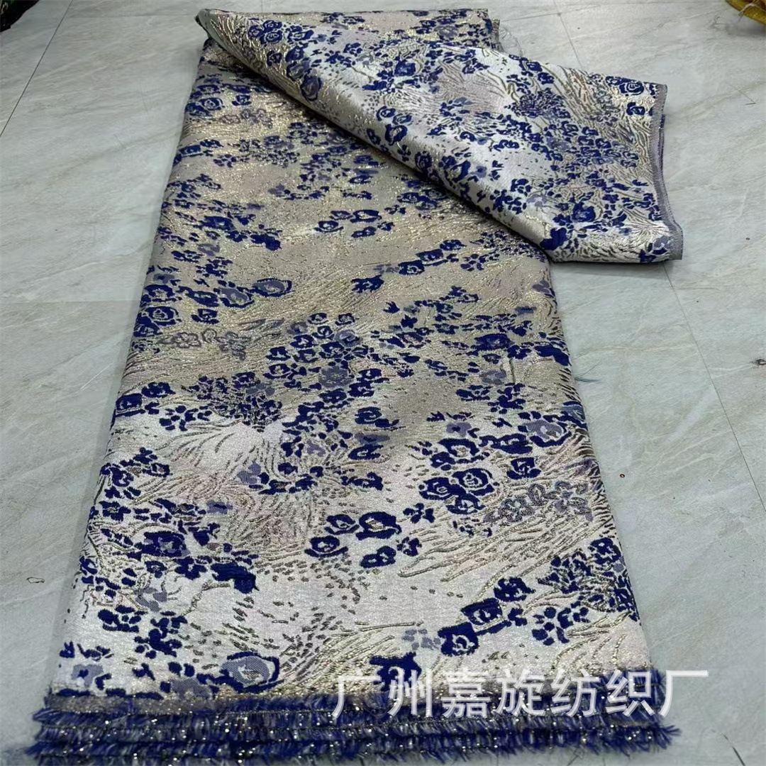 Nueva tela jacquard floral con estampado dorado de estilo chino para ropa qipao, encaje brocado para chaqueta mandarina, Hanfu y vestidos de princesa.