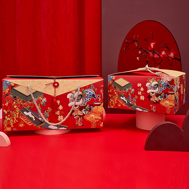 New Year Gift Box Packaging Box Chinese Style Baking for Chinese New Year Spring Festival Nianhuo Cookies Gift Box 2024