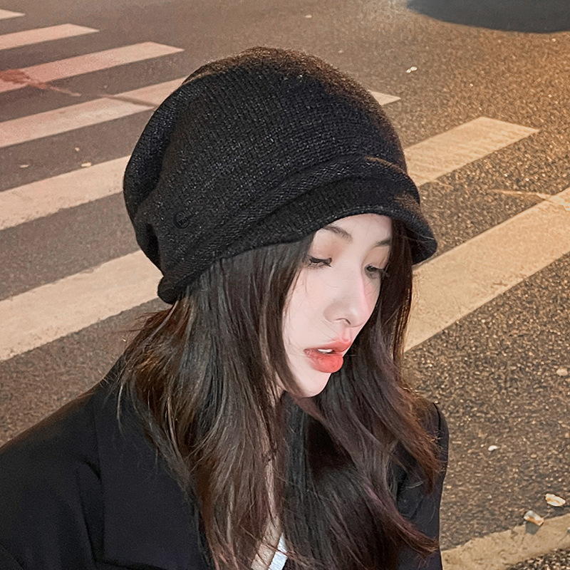 秋冬帽子女显脸小堆堆帽韩版百搭包头护耳帽保暖针织毛线帽月子帽|undefined