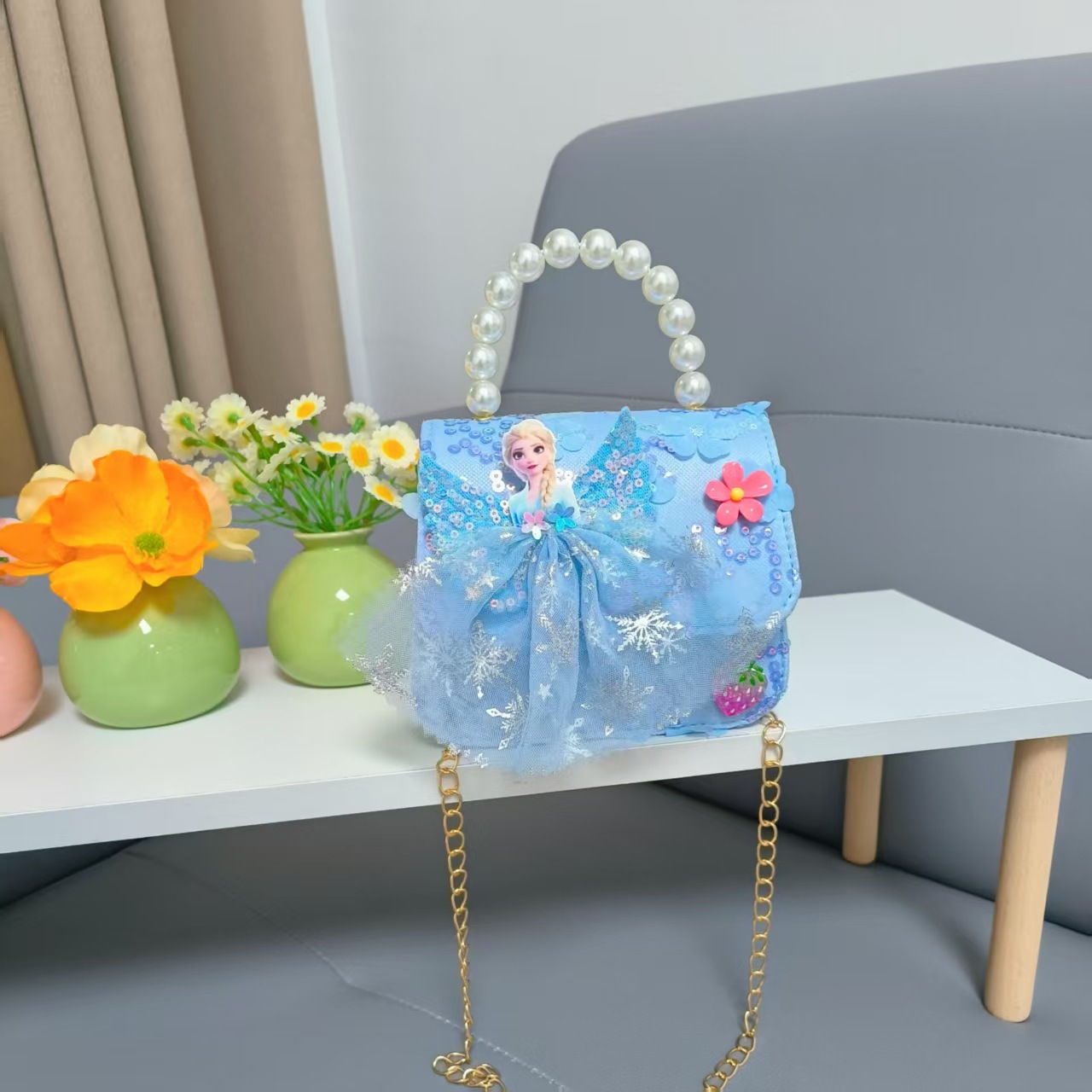 Bolso de perlas, bolso de cadena de princesa, bolso de Año Nuevo, bolso de cambio, bolso de accesorios, bolso cuadrado, viento fragante